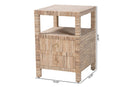 Saxton Bohemian Woven Grasscloth 2-Drawer Nightstand Baxton
