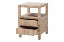Saxton Bohemian Woven Grasscloth 2-Drawer Nightstand Baxton