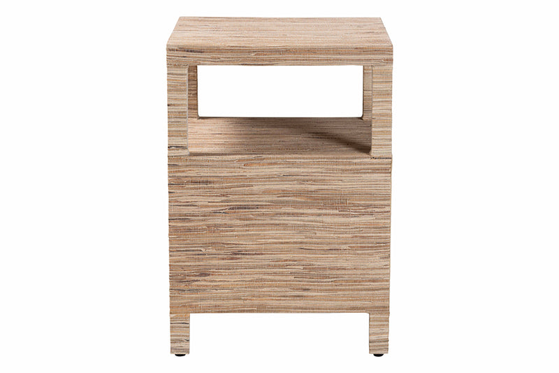 Saxton Bohemian Woven Grasscloth 2-Drawer Nightstand