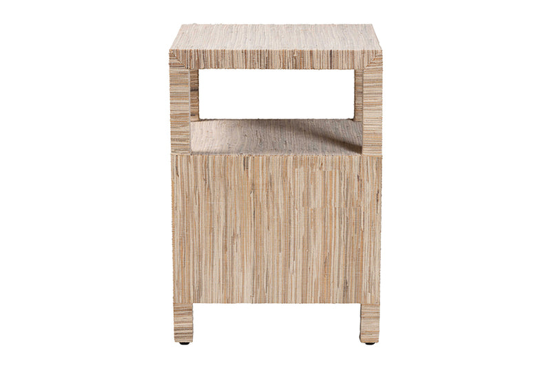 Saxton Bohemian Woven Grasscloth 2-Drawer Nightstand