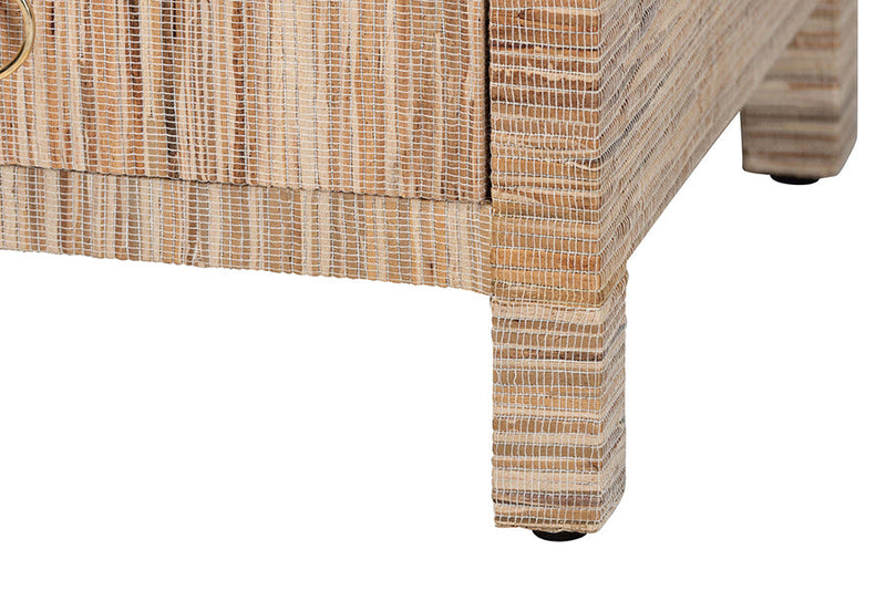 Saxton Bohemian Woven Grasscloth 2-Drawer Nightstand Baxton