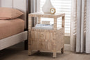 Saxton Bohemian Woven Grasscloth 2-Drawer Nightstand Baxton