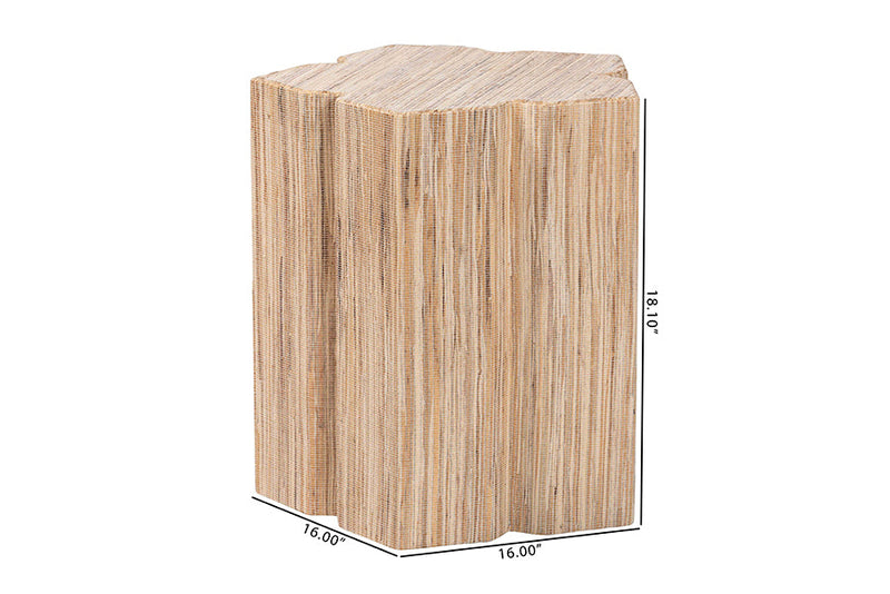 Wakana Bohemian Woven Grasscloth End Table Baxton
