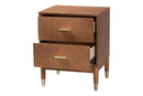 Monica Ash Walnut Wood 2-Drawer Nightstand Baxton