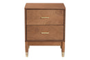 Monica Ash Walnut Wood 2-Drawer Nightstand Baxton