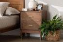 Monica Ash Walnut Wood 2-Drawer Nightstand Baxton