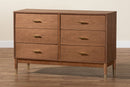 Monica Ash Walnut Wood 6-Drawer Dresser Baxton