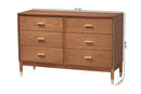 Monica Ash Walnut Wood 6-Drawer Dresser Baxton