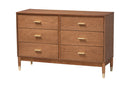Monica Ash Walnut Wood 6-Drawer Dresser Baxton