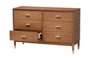 Monica Ash Walnut Wood 6-Drawer Dresser Baxton