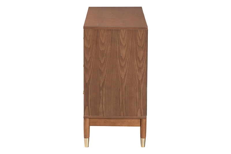 Monica Ash Walnut Wood 6-Drawer Dresser Baxton