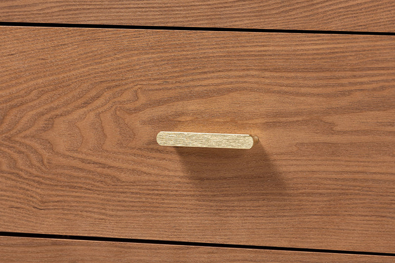 Monica Ash Walnut Wood 6-Drawer Dresser Baxton