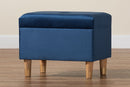 Raziel Modern Navy Blue Velvet Fabric Storage Ottoman Baxton