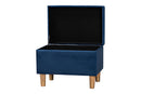 Raziel Modern Navy Blue Velvet Fabric Storage Ottoman Baxton