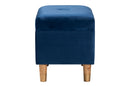 Raziel Modern Navy Blue Velvet Fabric Storage Ottoman Baxton