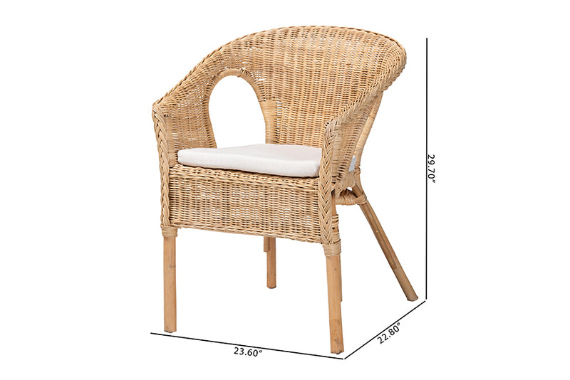 Agnes Modern Bohemian Natural Rattan Dining Chair