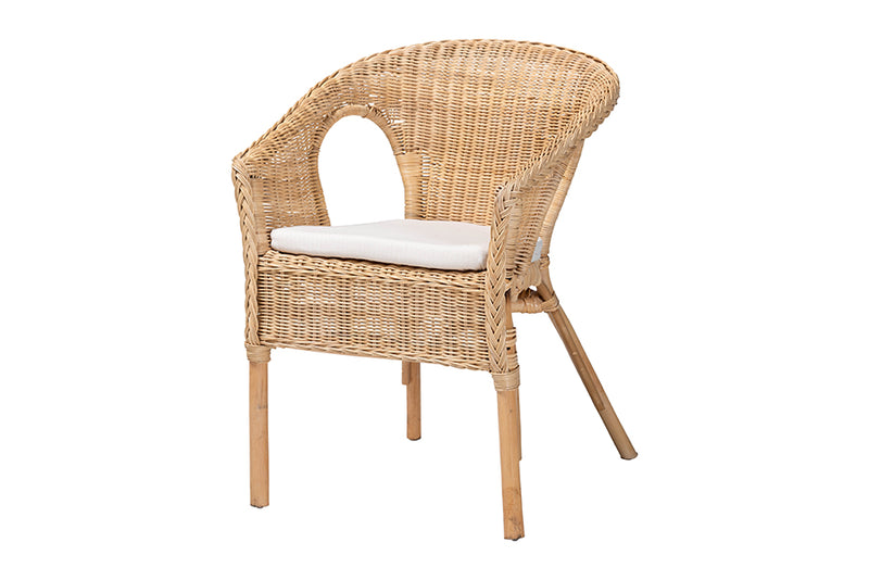 Agnes Modern Bohemian Natural Rattan Dining Chair