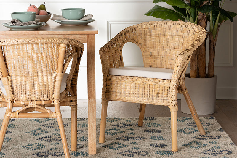 Agnes Modern Bohemian Natural Rattan Dining Chair