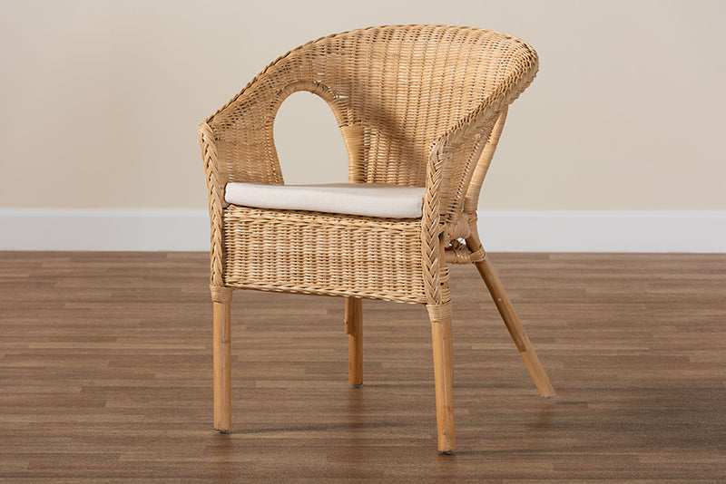 Agnes Modern Bohemian Natural Rattan Dining Chair