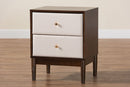 Verene Beige Fabric and Wenge Brown Wood 2-Drawer Nightstand Baxton
