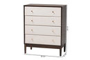Verene Beige Fabric and Wenge Brown Wood 4-Drawer Chest Baxton