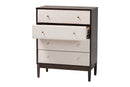 Verene Beige Fabric and Wenge Brown Wood 4-Drawer Chest Baxton
