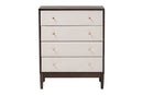 Verene Beige Fabric and Wenge Brown Wood 4-Drawer Chest Baxton