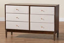Verene Beige Fabric and Wenge Brown Wood 6-Drawer Dresser Baxton