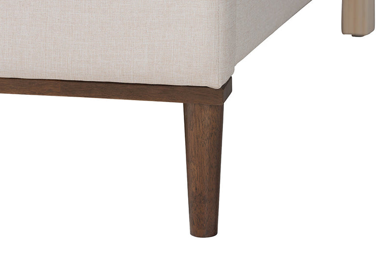 Verene Channel Tufted Beige Fabric and Wenge Brown Wood 4-Pc Queen Bedroom Set Baxton