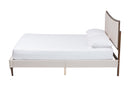 Verene Channel Tufted Beige Fabric and Wenge Brown Wood Queen Bed Baxton