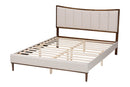 Verene Channel Tufted Beige Fabric and Wenge Brown Wood Queen Bed Baxton