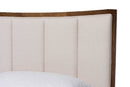 Verene Channel Tufted Beige Fabric and Wenge Brown Wood Queen Bed Baxton