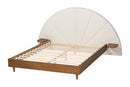 Braith Japandi Cream Boucle and Walnut Brown Wood King Bed Baxton