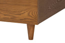 Braith Japandi Cream Boucle and Walnut Brown Wood Queen Bed Baxton