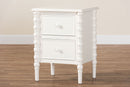 Sophia Classic White Wood 2-Drawer End Table w/Spindle Legs Baxton