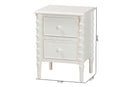 Sophia Classic White Wood 2-Drawer End Table w/Spindle Legs Baxton
