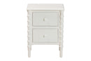 Sophia Classic White Wood 2-Drawer End Table w/Spindle Legs Baxton