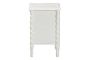 Sophia Classic White Wood 2-Drawer End Table w/Spindle Legs Baxton