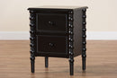 Sophia Classic Black Wood 2-Drawer End Table w/Spindle Legs Baxton