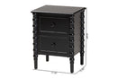 Sophia Classic Black Wood 2-Drawer End Table w/Spindle Legs Baxton