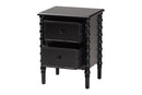 Sophia Classic Black Wood 2-Drawer End Table w/Spindle Legs Baxton
