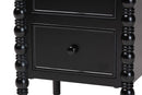 Sophia Classic Black Wood 2-Drawer End Table w/Spindle Legs Baxton