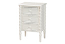 Sophia Classic White Wood 3-Drawer End Table w/Spindle Legs Baxton