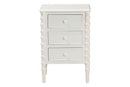 Sophia Classic White Wood 3-Drawer End Table w/Spindle Legs Baxton