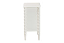 Sophia Classic White Wood 3-Drawer End Table w/Spindle Legs Baxton