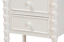 Sophia Classic White Wood 3-Drawer End Table w/Spindle Legs Baxton
