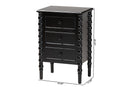 Sophia Classic Black Wood 3-Drawer End Table w/Spindle Legs Baxton