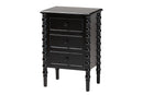 Sophia Classic Black Wood 3-Drawer End Table w/Spindle Legs Baxton