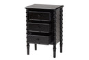 Sophia Classic Black Wood 3-Drawer End Table w/Spindle Legs Baxton