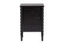 Sophia Classic Black Wood 3-Drawer End Table w/Spindle Legs Baxton